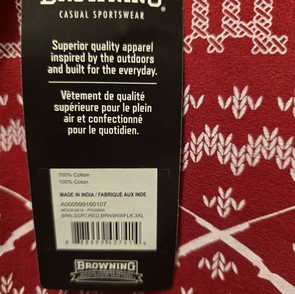 NEW Browning Men's Red Christmas Sweater Size Small - Picture 6 of 6